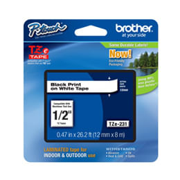 Cinta Laminada Estándar Brother P-Touch Original, 1/2" De Ancho, Color Negro Sobre Blanco