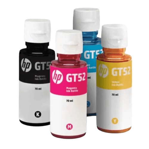Juego De 4 Botellas De Tinta Hp Gt53/Gt52. Colores Negro, Cian, Magenta, Amarillo