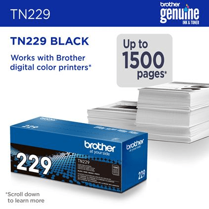 Tóner Brother Tn229bk Negro De Rendimiento Estándar (1.500 Páginas)  Para Hll3220cdw - Mfcl3720cdw